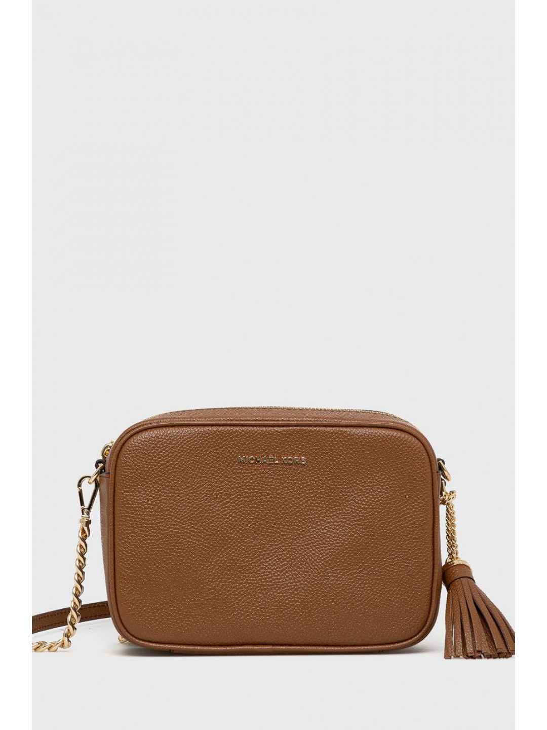 Kožená kabelka MICHAEL Michael Kors hnědá barva